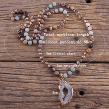 Load image into Gallery viewer, Beaded Necklace with Natural Stone Pendant
