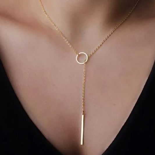 Gold Choker with Bar Pendant