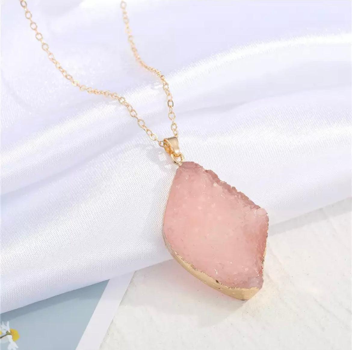 Pink Boho Pendant Necklace